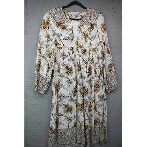 R.Vivimos Midi Long Sleeve Floral Dress-Size Medium-Gypsy-BOHO-Empire Waist
